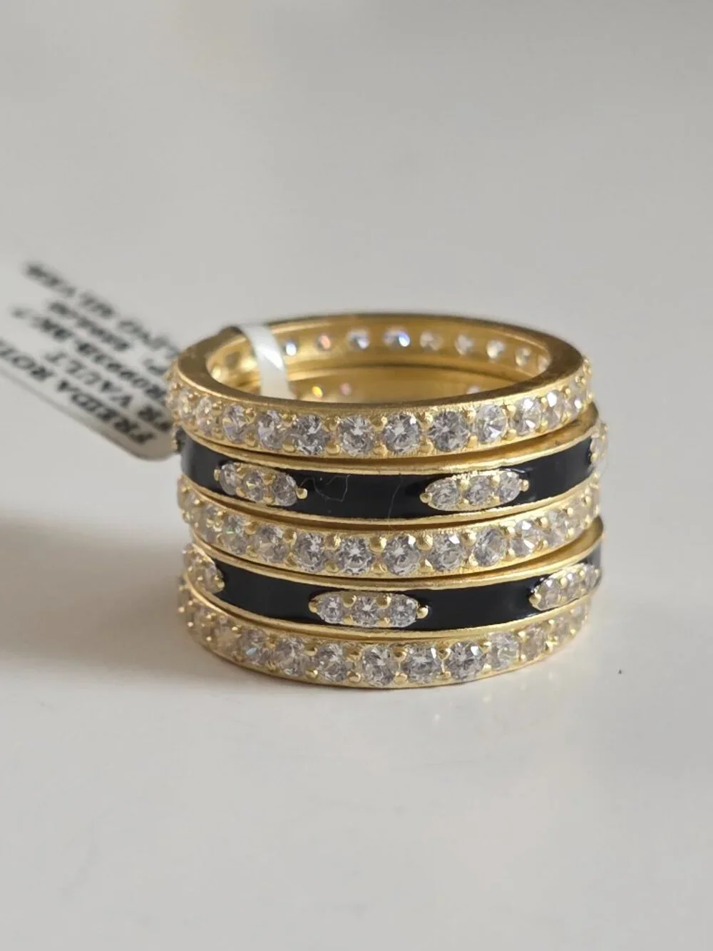 Freida Rothman Gold Plated Two Tone 5-Stack Ring - Picture 2 of 10